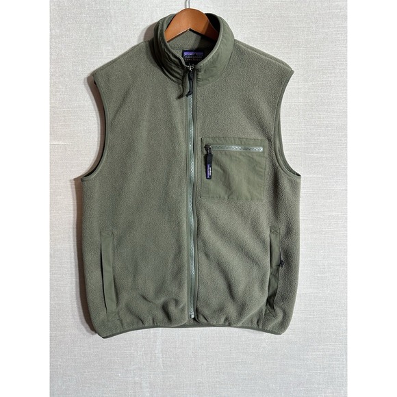 Patagonia Synchilla Fleece Vest Mens Medium Green Full Zip Pockets Outdoor 23011 - Picture 1 of 8